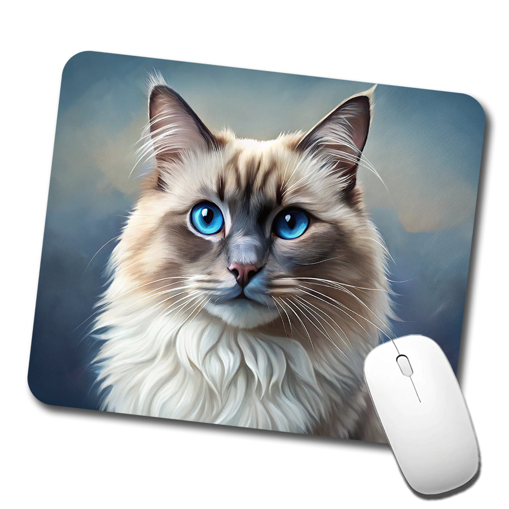 Ragdoll Cat Illustration Low Profile Mouse Pad Mat