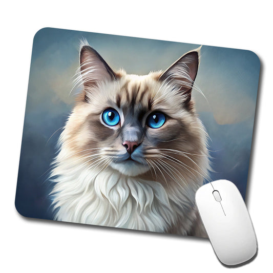 Ragdoll Cat Illustration Low Profile Mouse Pad Mat