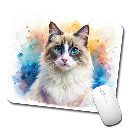 Ragdoll Cat Watercolor Style Low Profile Mouse Pad Mat
