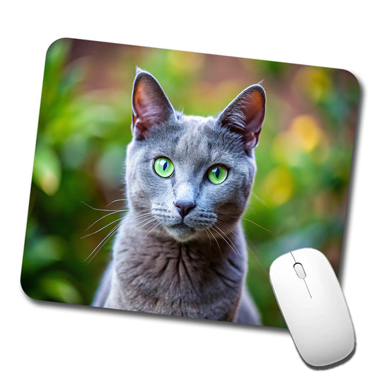 Russian Blue Cat Photo Low Profile Mouse Pad Mat