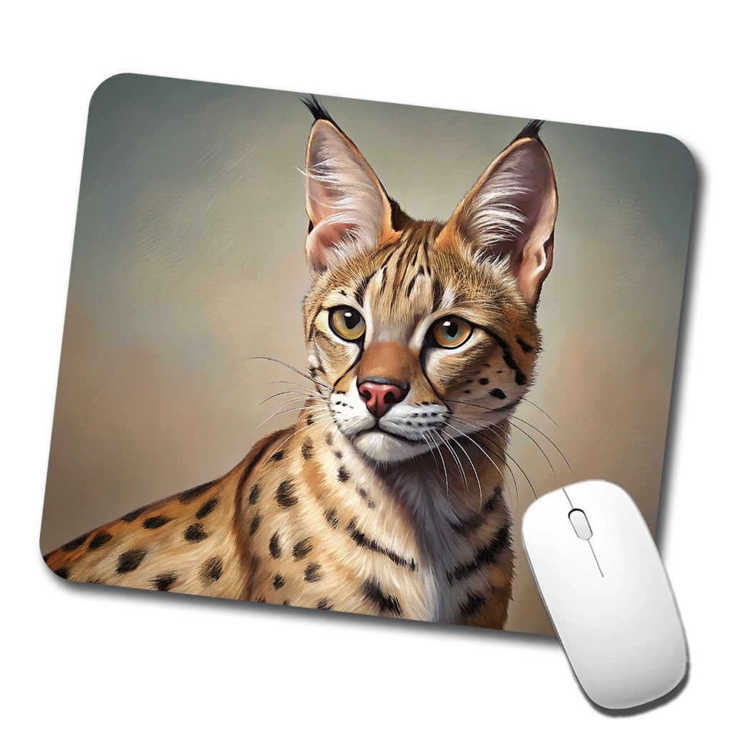 Savannah Cat Illustration Low Profile Mouse Pad Mat