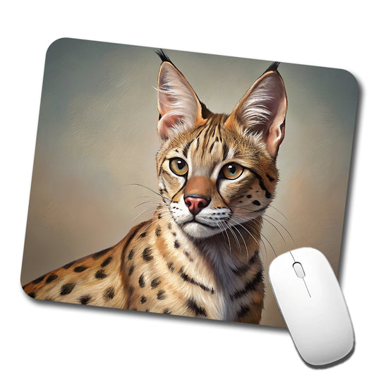 Savannah Cat Illustration Low Profile Mouse Pad Mat
