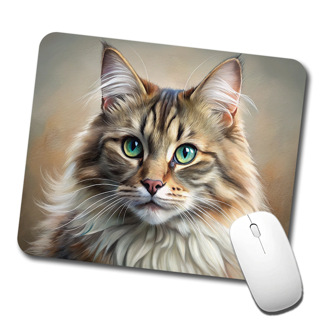 Siberian Cat Illustration Low Profile Mouse Pad Mat