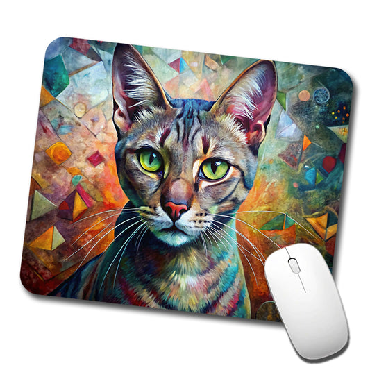 Singapura Cat Abstract Art Low Profile Mouse Pad Mat