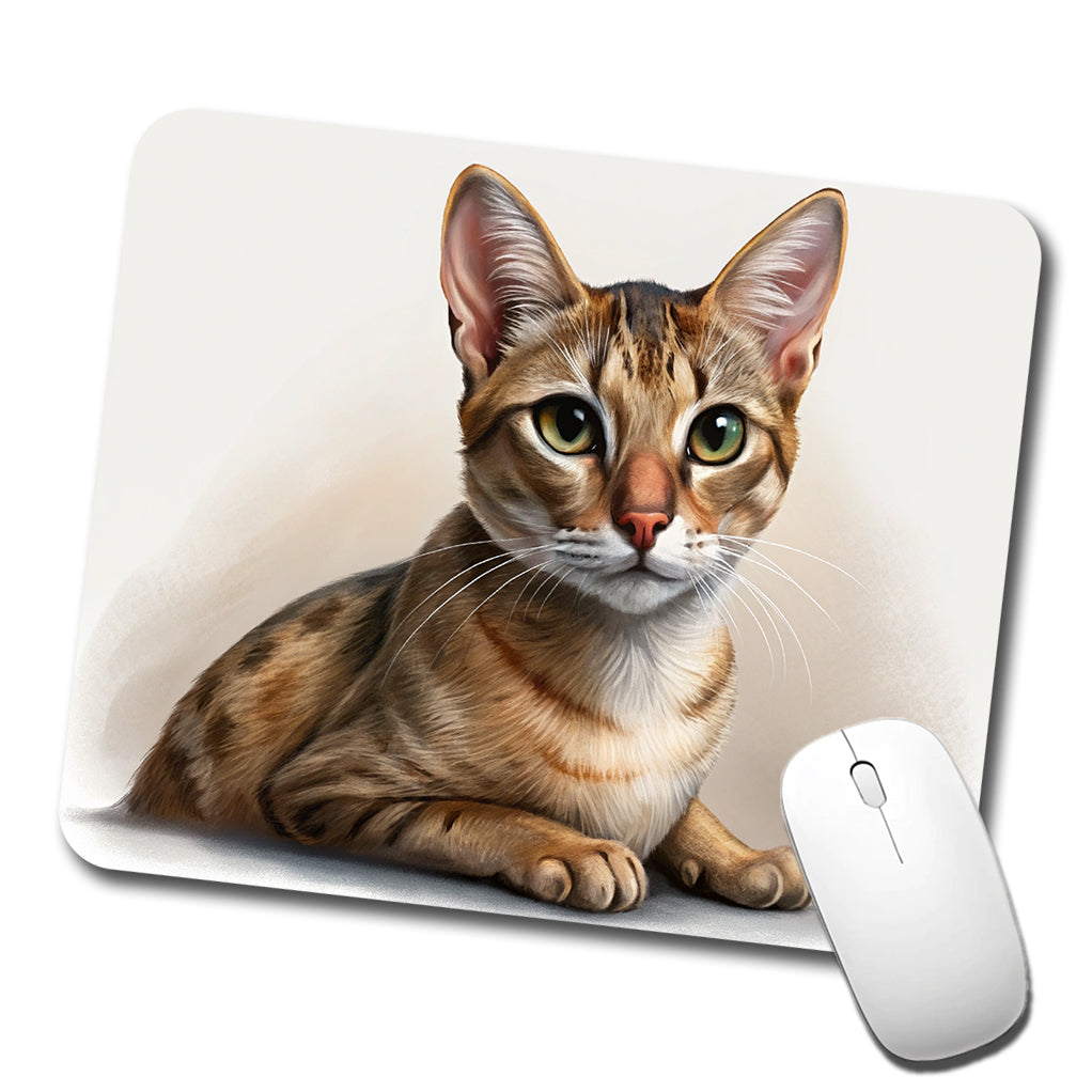 Singapura Cat Illustration Low Profile Mouse Pad Mat