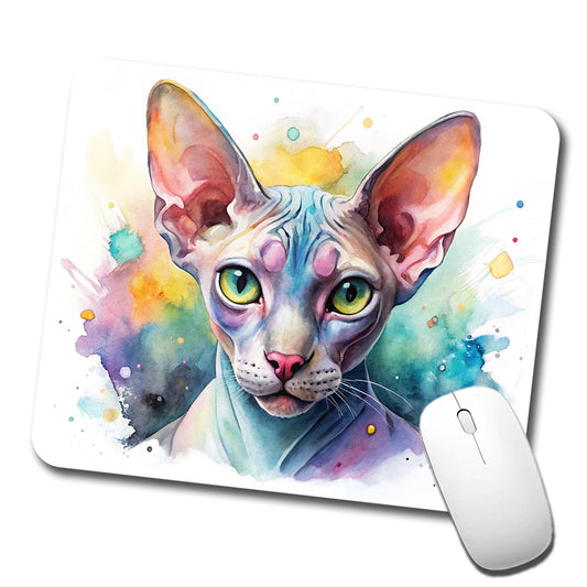 Sphynx Cat Watercolor Style Low Profile Mouse Pad Mat