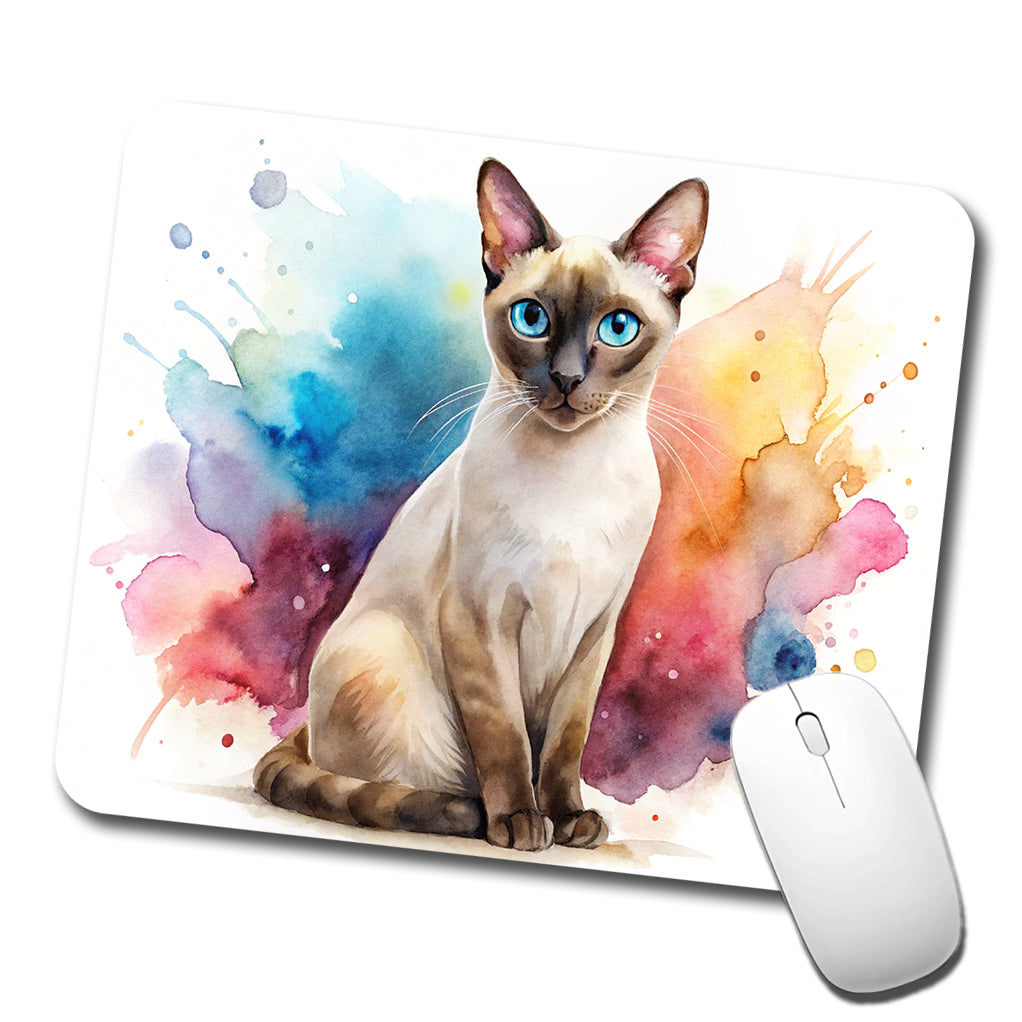 Tonkinese Cat Watercolor Style Low Profile Mouse Pad Mat
