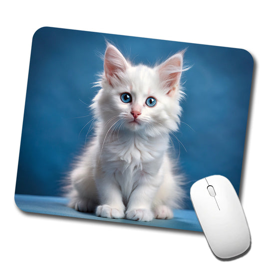 Turkish Angora Cat Kitten Photo Low Profile Mouse Pad Mat