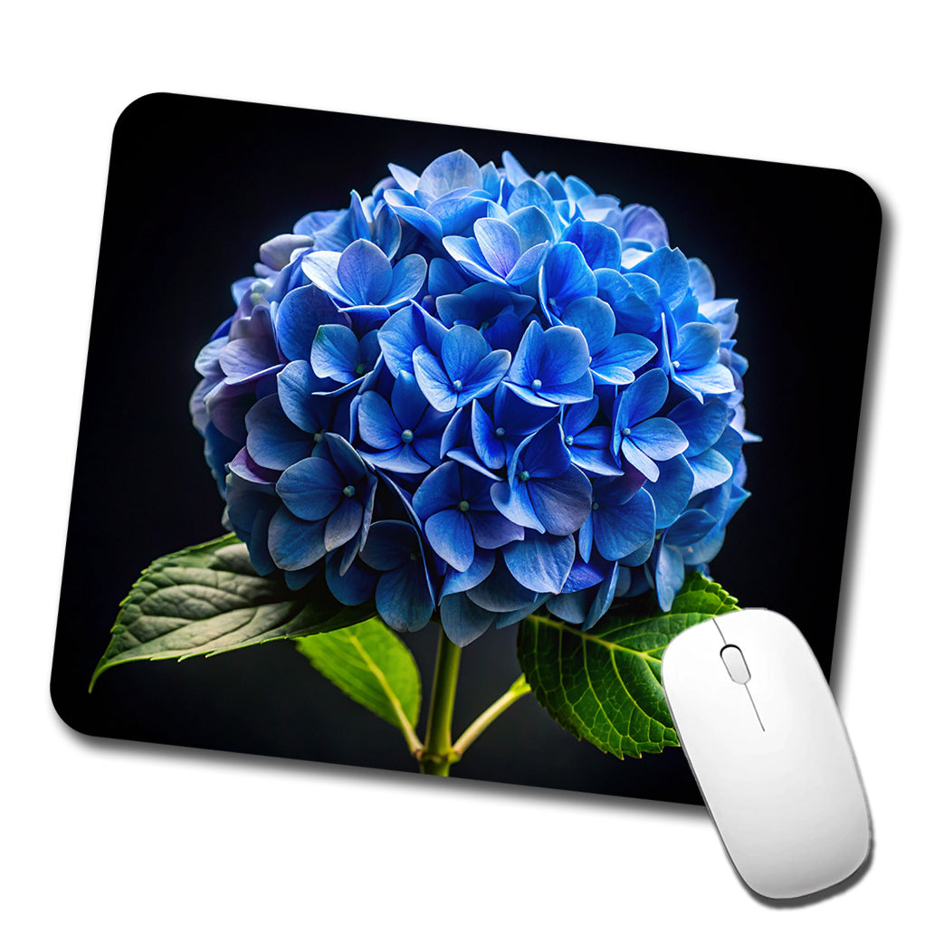 Blue Hydrangea Flower Photo Low Profile Mouse Pad Mat