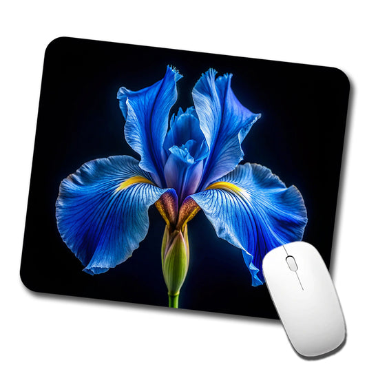 Blue Iris Flower Photo Low Profile Mouse Pad Mat