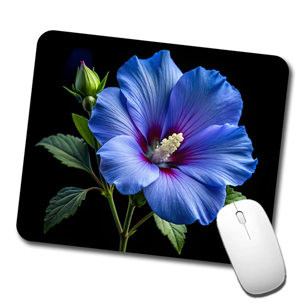 Blue Rose Of Sharon Flower Photo Low Profile Mouse Pad Mat