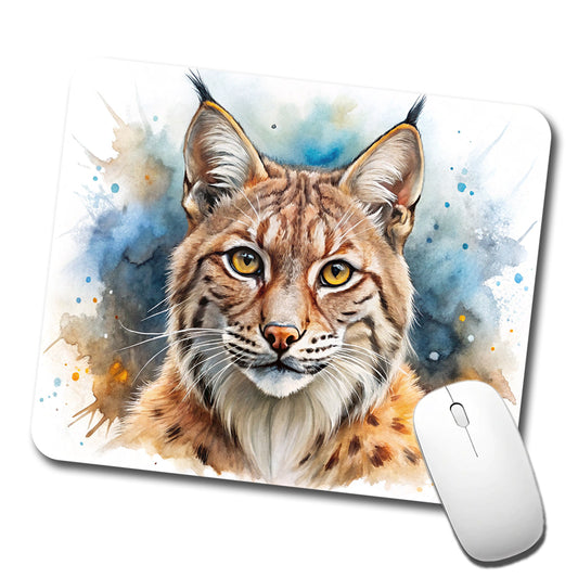 Bobcat Watercolor Design Low Profile Mouse Pad Mat