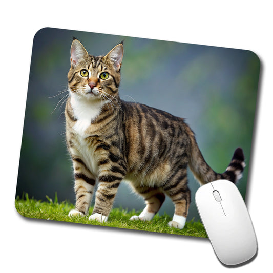 Cute Tabby Cat Photo Low Profile Mouse Pad Mat