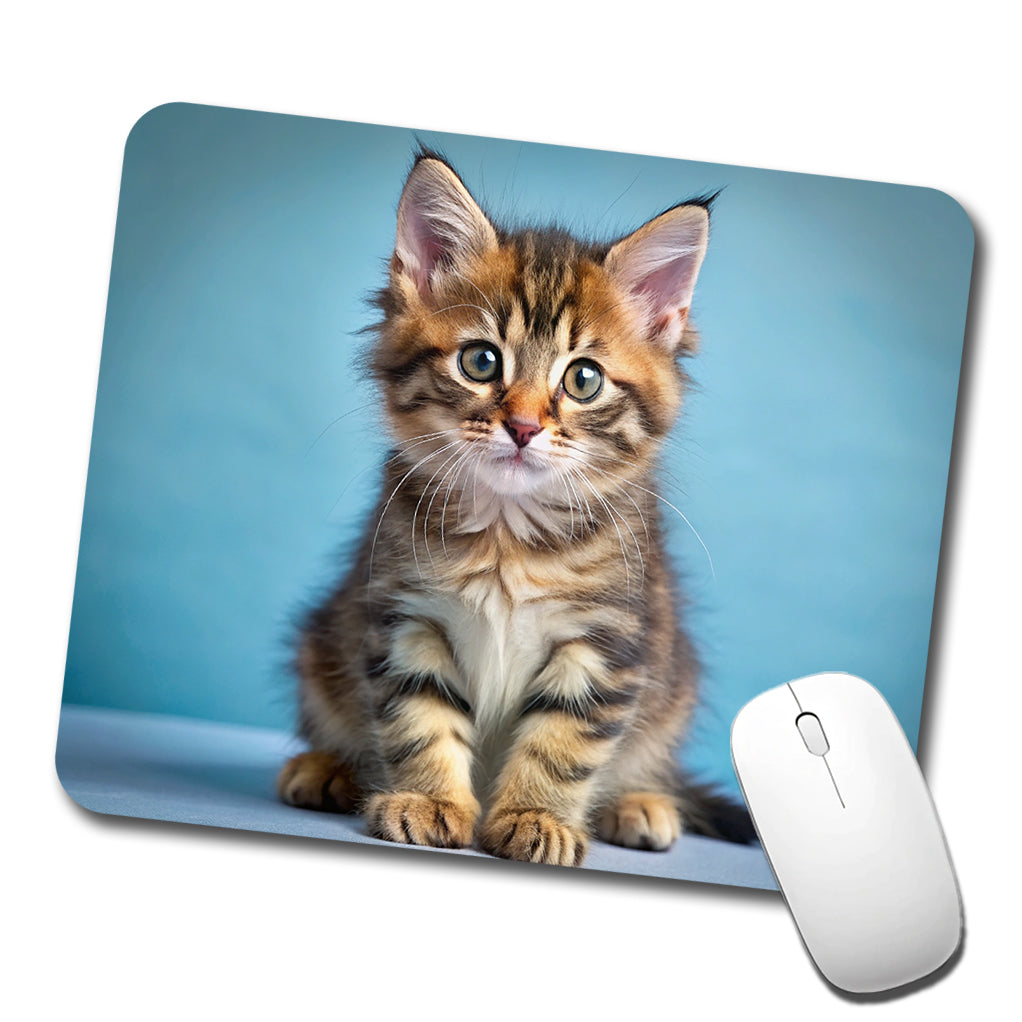 Cute Tabby Kitten Cat Photo Low Profile Mouse Pad Mat