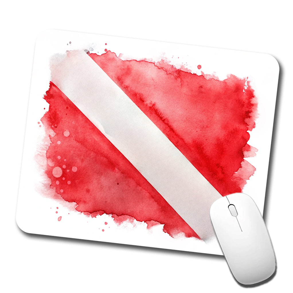 Diver Diving Dive Flag Watercolor Low Profile Mouse Pad Mat