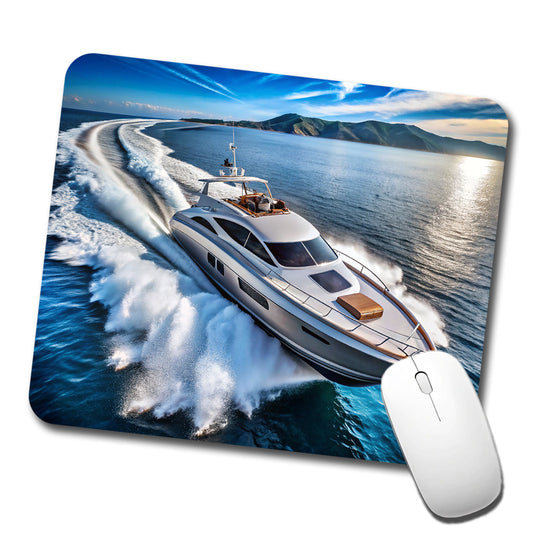 High-Performance Boat At Sea Low Profile Mouse Pad Mat
