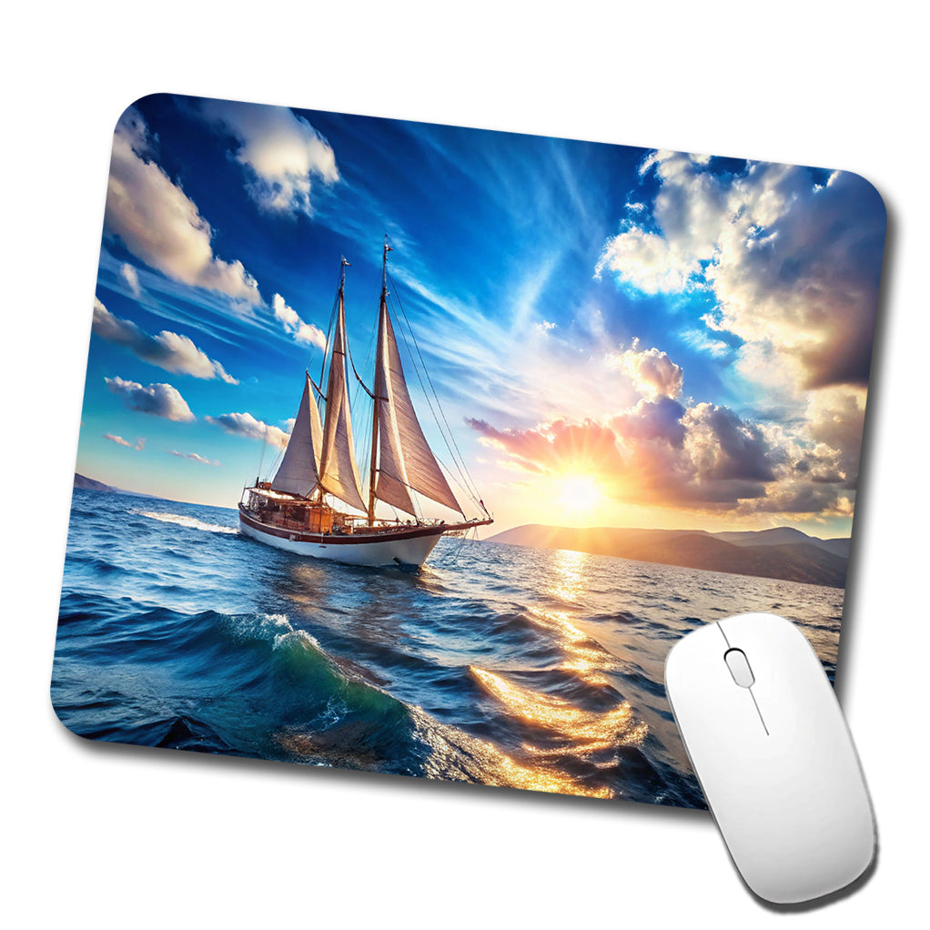 Sailboat On The Ocean Low Profile Mouse Pad Mat