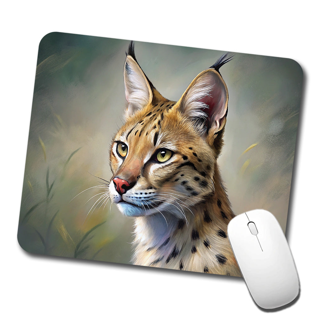 Serval Wild Cat Illustration Low Profile Mouse Pad Mat