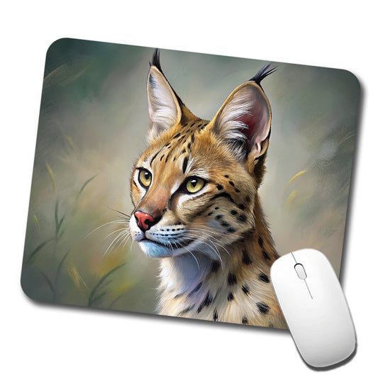 Serval Wild Cat Illustration Low Profile Mouse Pad Mat