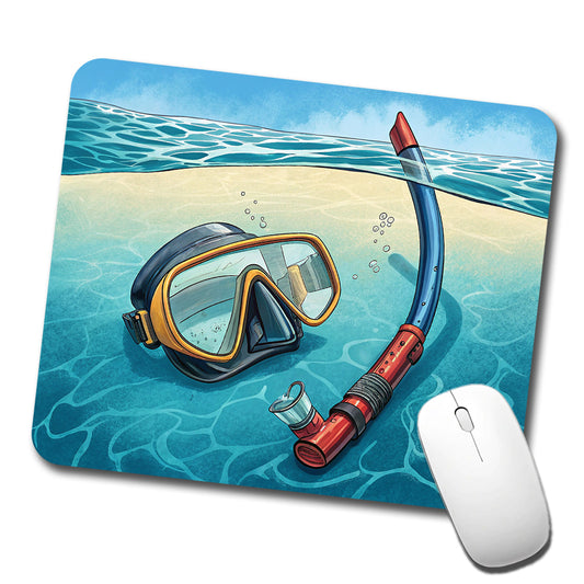 Snorkel And Mask on Beach Low Profile Mouse Pad Mat