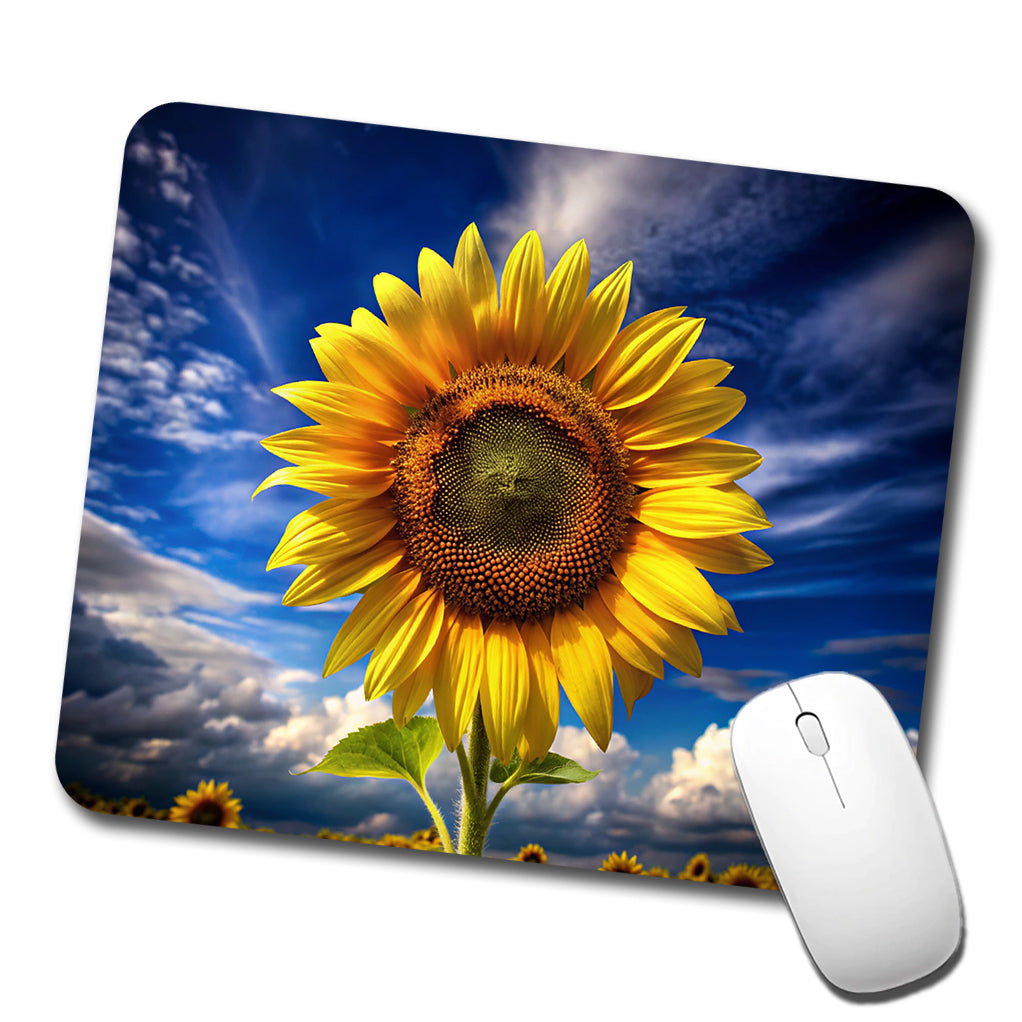 Sunflower Against a Deep Blue Sky Low Profile Mouse Pad Mat