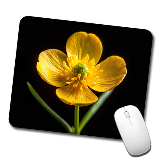 Yellow Buttercup Flower Photo Low Profile Mouse Pad Mat
