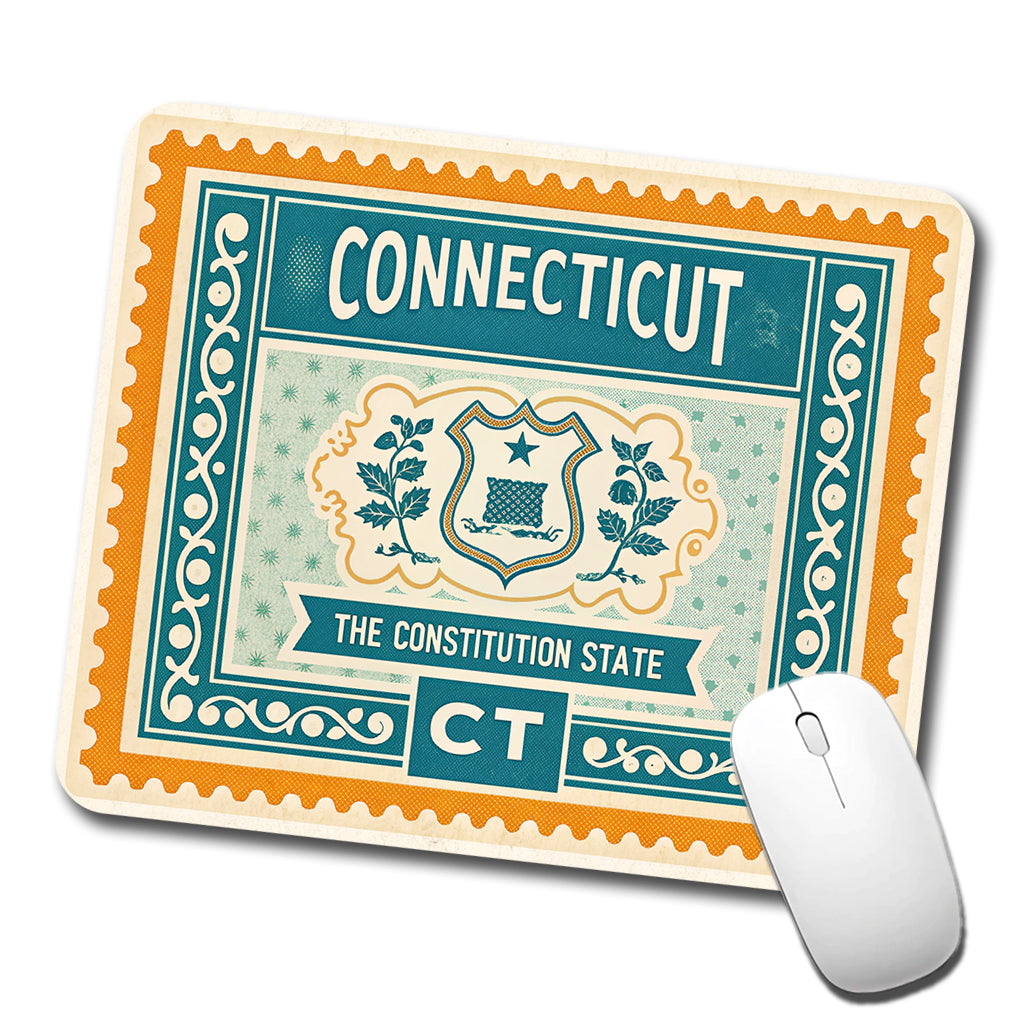 Connecticut CT The Constitution State Travel Vacation Stamp Low Profile Mouse Pad Mat