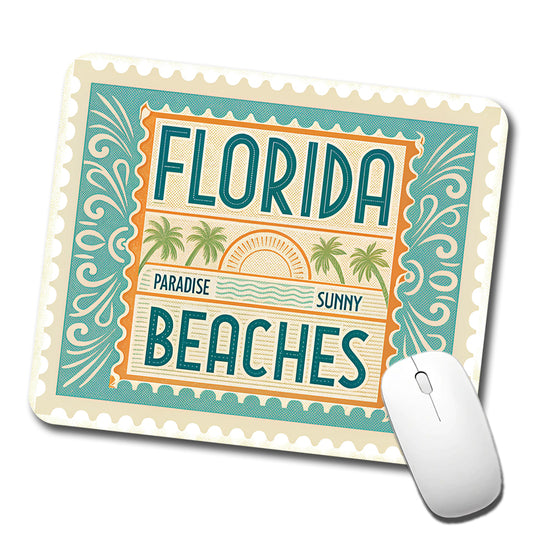 Florida FL Paradise Sunny Beaches State Travel Vacation Stamp Low Profile Mouse Pad Mat