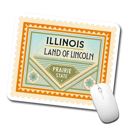 Illinois IL Prairie State Land of Lincoln Travel Vacation Stamp Low Profile Mouse Pad Mat