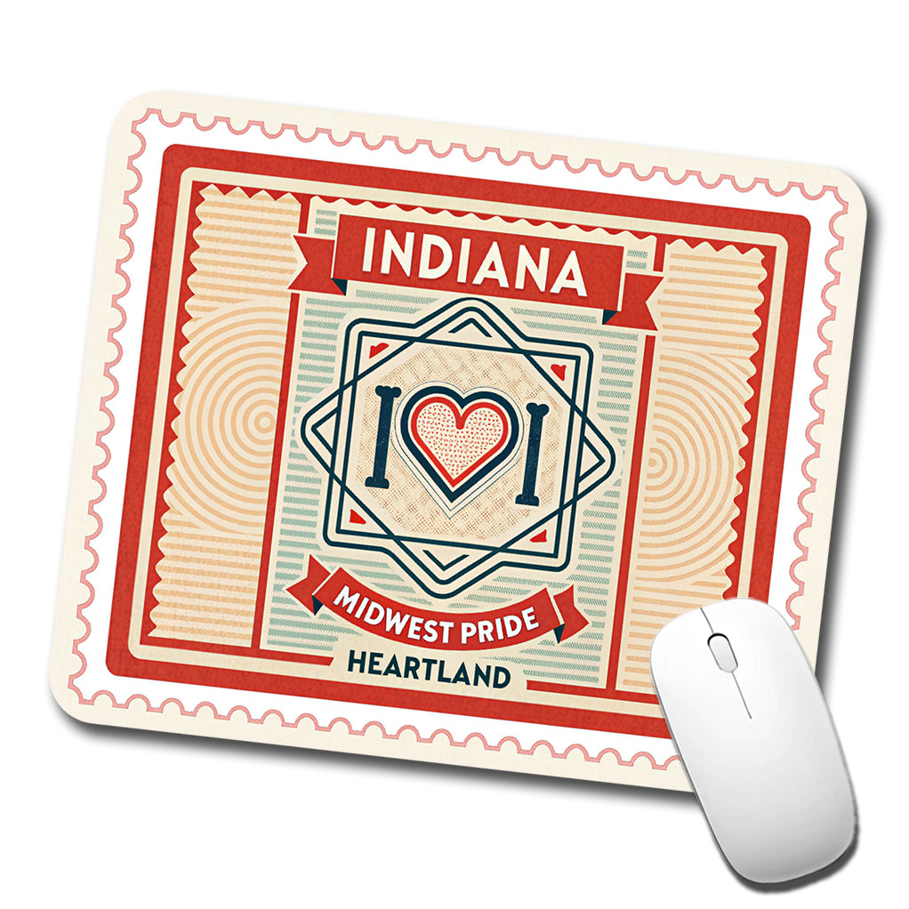 Indiana IN Heartland State Travel Vacation Stamp Low Profile Mouse Pad Mat