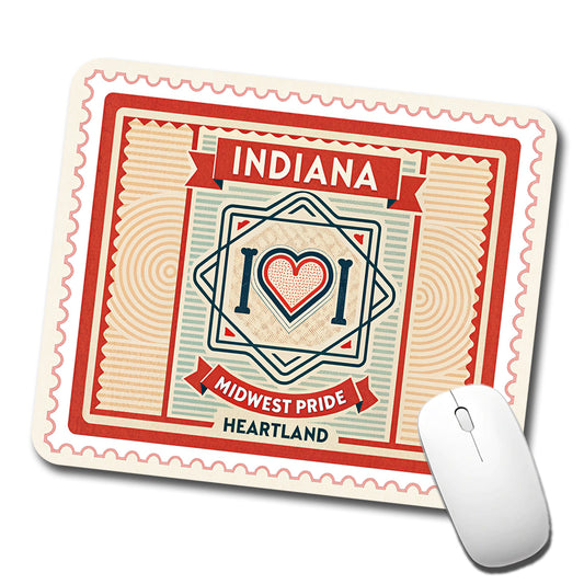 Indiana IN Heartland State Travel Vacation Stamp Low Profile Mouse Pad Mat