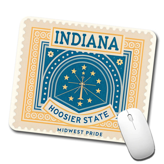 Indiana IN Hoosier State Travel Vacation Stamp Low Profile Mouse Pad Mat