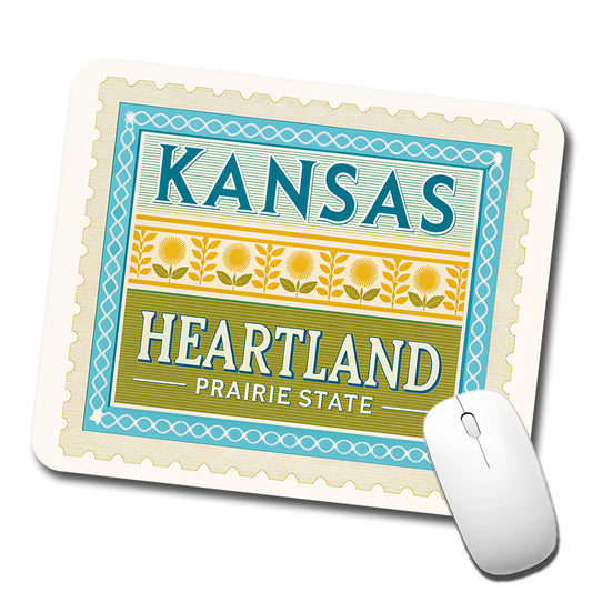 Kansas KS Heartland Prairie State Travel Vacation Stamp Low Profile Mouse Pad Mat