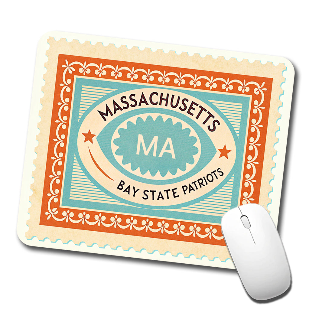 Massachusetts MA Bay State Patriots Travel Vacation Stamp Low Profile Mouse Pad Mat