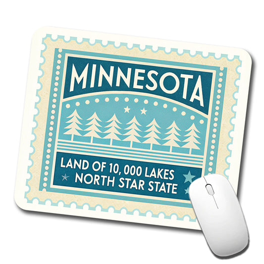 Minnesota MN Land of 10000 Lakes State Travel Vacation Stamp Low Profile Mouse Pad Mat