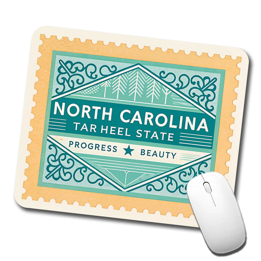 North Carolina NC Tar Heel State Progress Beauty Travel Vacation Stamp Low Profile Mouse Pad Mat