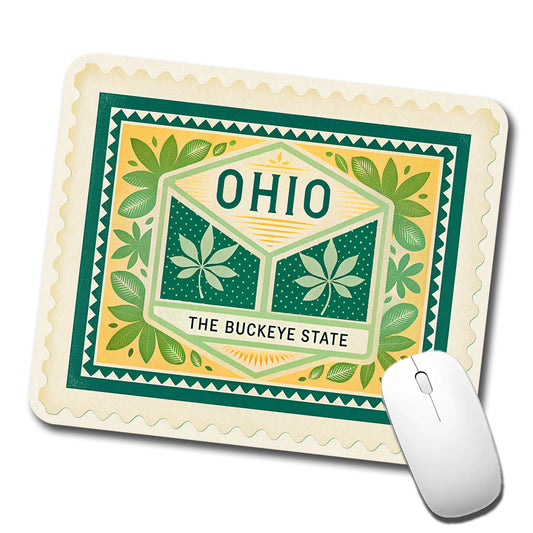 Ohio OH The Buckeye State Travel Vacation Stamp Low Profile Mouse Pad Mat
