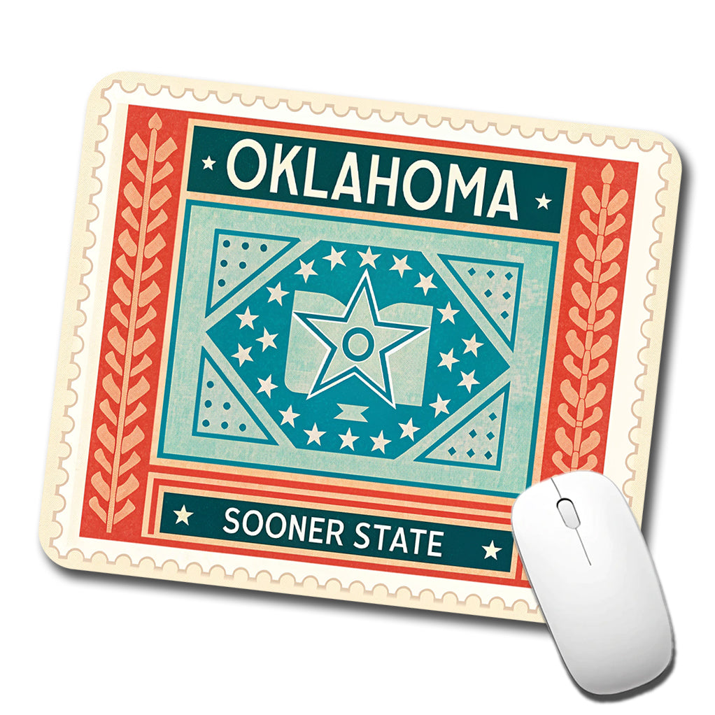 Oklahoma OK Sooner State Travel Vacation Stamp Low Profile Mouse Pad Mat