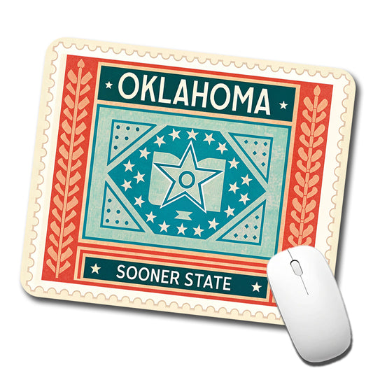 Oklahoma OK Sooner State Travel Vacation Stamp Low Profile Mouse Pad Mat