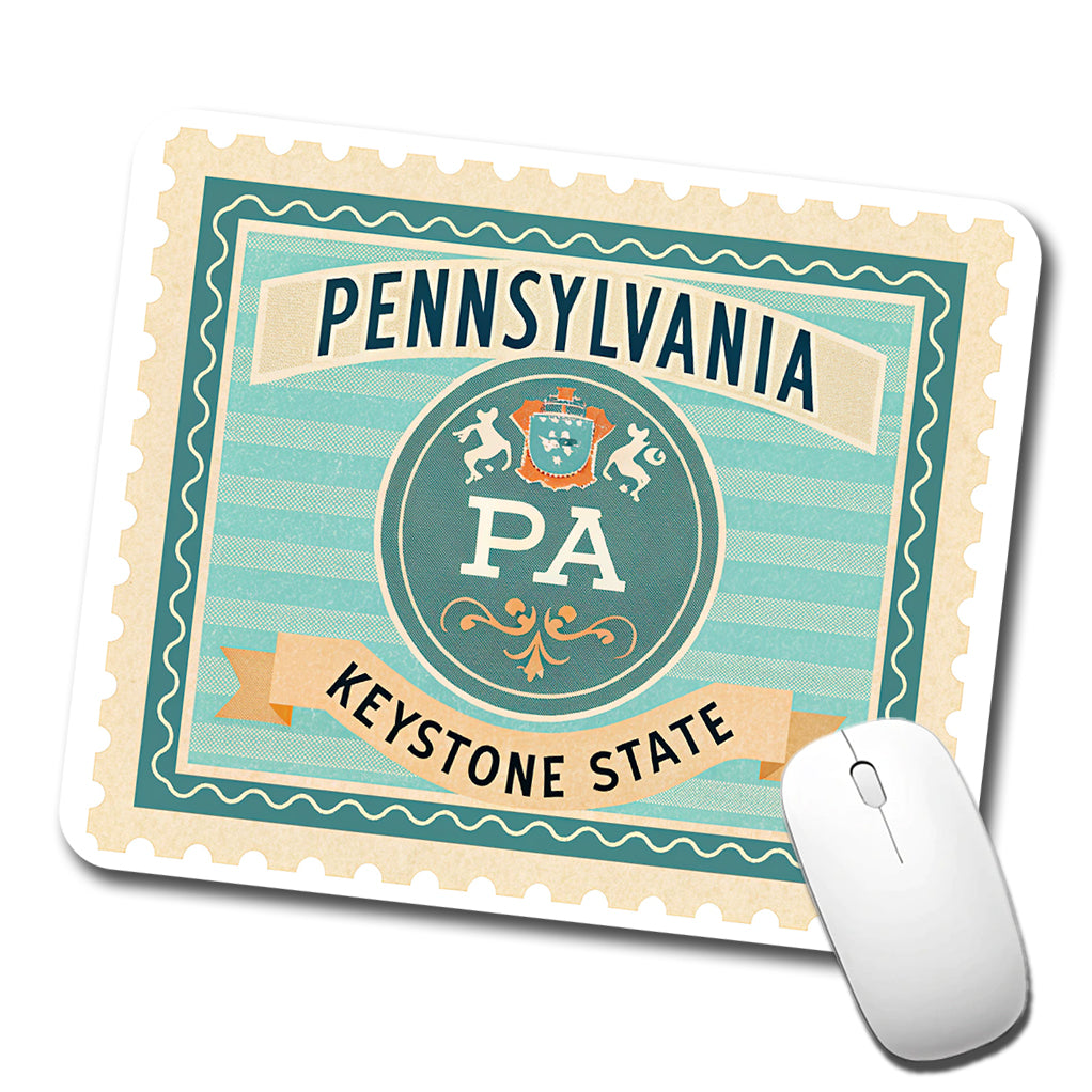 Pennsylvania PA Keystone State Travel Vacation Stamp Low Profile Mouse Pad Mat
