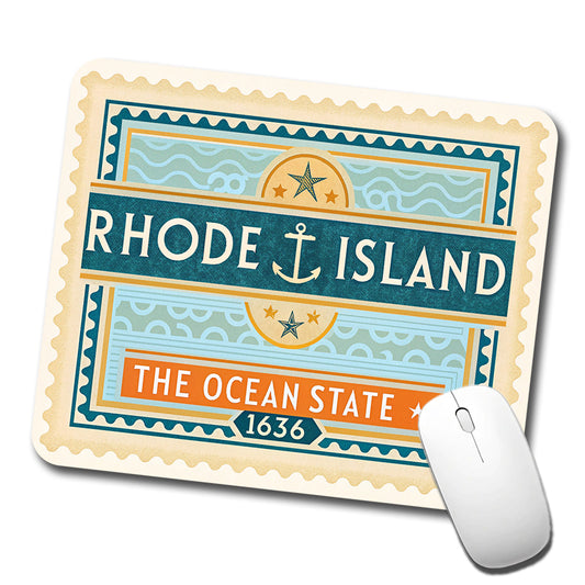 Rhode Island RI The Ocean State Travel Vacation Stamp Low Profile Mouse Pad Mat