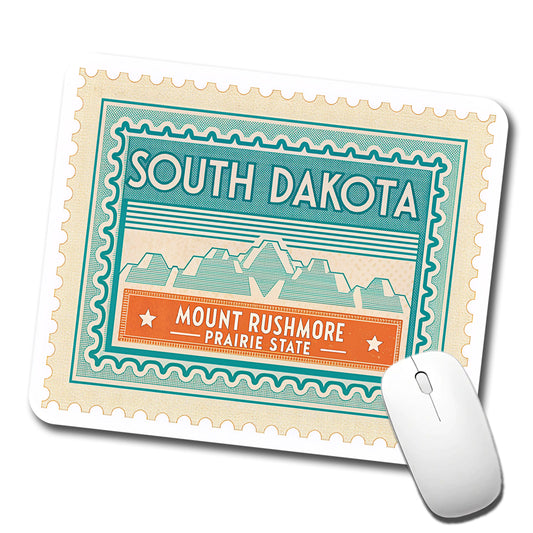 South Dakota SD Mount Rushmore Prairie State Travel Vacation Stamp Low Profile Mouse Pad Mat