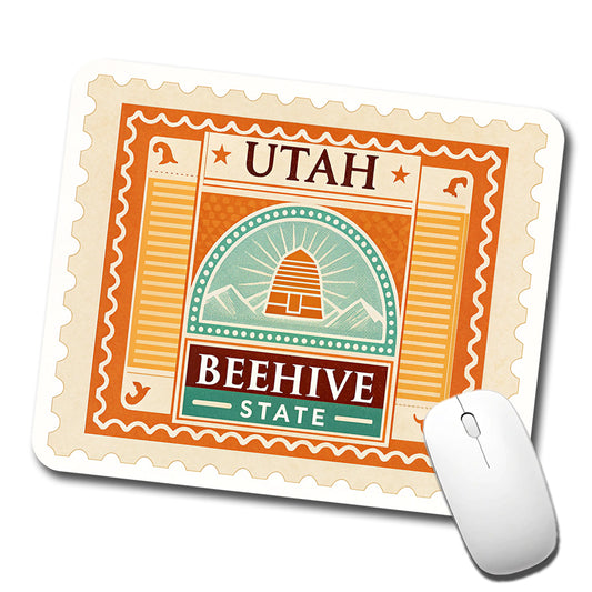 Utah UT Beehive State Travel Vacation Stamp Low Profile Mouse Pad Mat