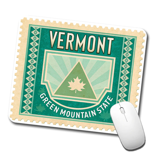Vermont VT Green Mountain State Travel Vacation Stamp Low Profile Mouse Pad Mat