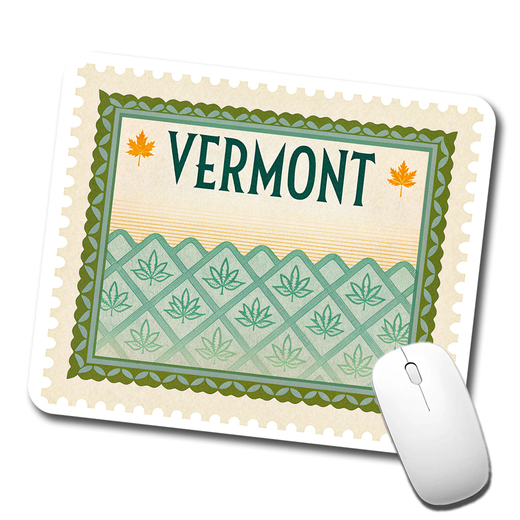 Vermont VT State Travel Vacation Stamp Low Profile Mouse Pad Mat