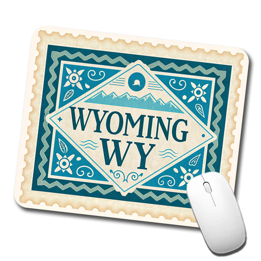 Wyoming WY State Travel Vacation Stamp Low Profile Mouse Pad Mat