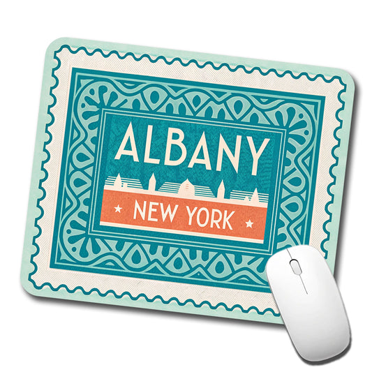 Albany NY New York Travel Vacation Stamp Low Profile Mouse Pad Mat