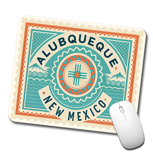Albuquerque NM New Mexico Travel Vacation Stamp Low Profile Mouse Pad Mat