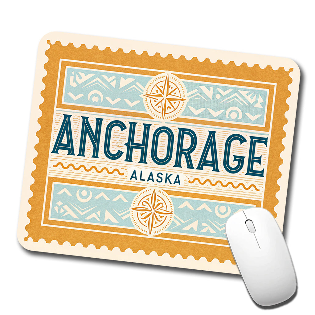 Anchorage AK Alaska Travel Vacation Stamp Low Profile Mouse Pad Mat