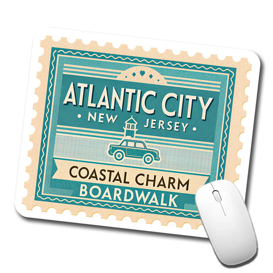 Atlantic City NJ Boardwalk Travel Vacation Stamp Low Profile Mouse Pad Mat